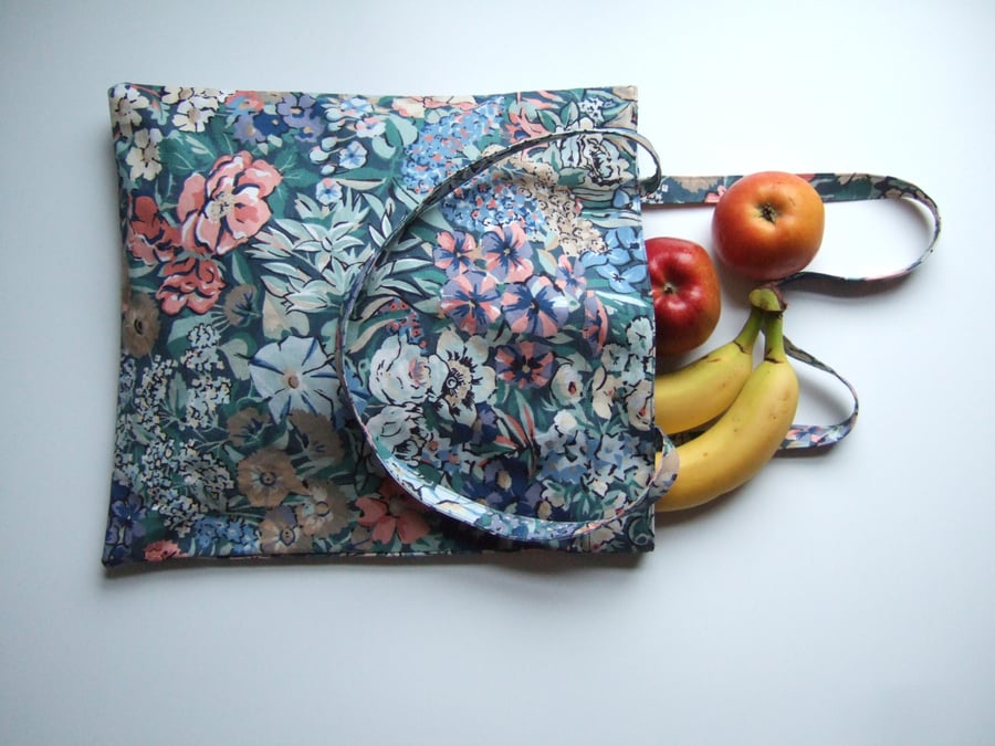 Vintage floral Liberty fabric tote or book bag. 