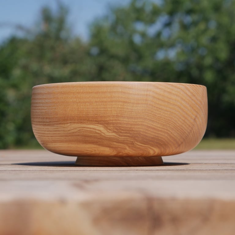 Small hand-turned decorative ash wooden bowl