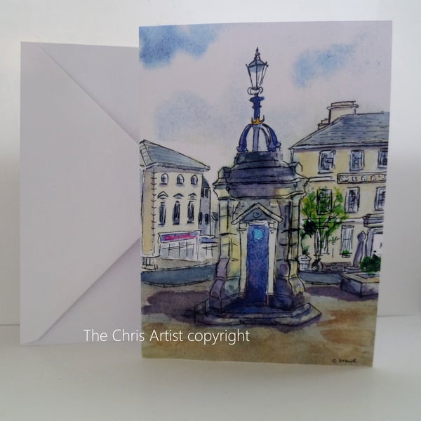 Greetings card Webbs House and Fountain Liskeard Cornwall from original painting