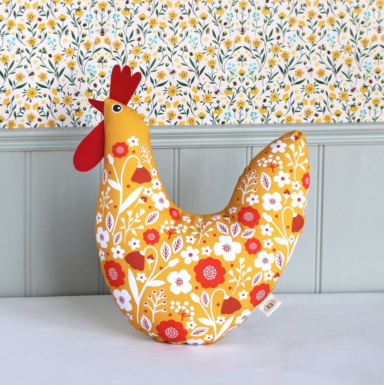 Yellow Chicken Cushion - Decorative Chicken - Country Home Decor