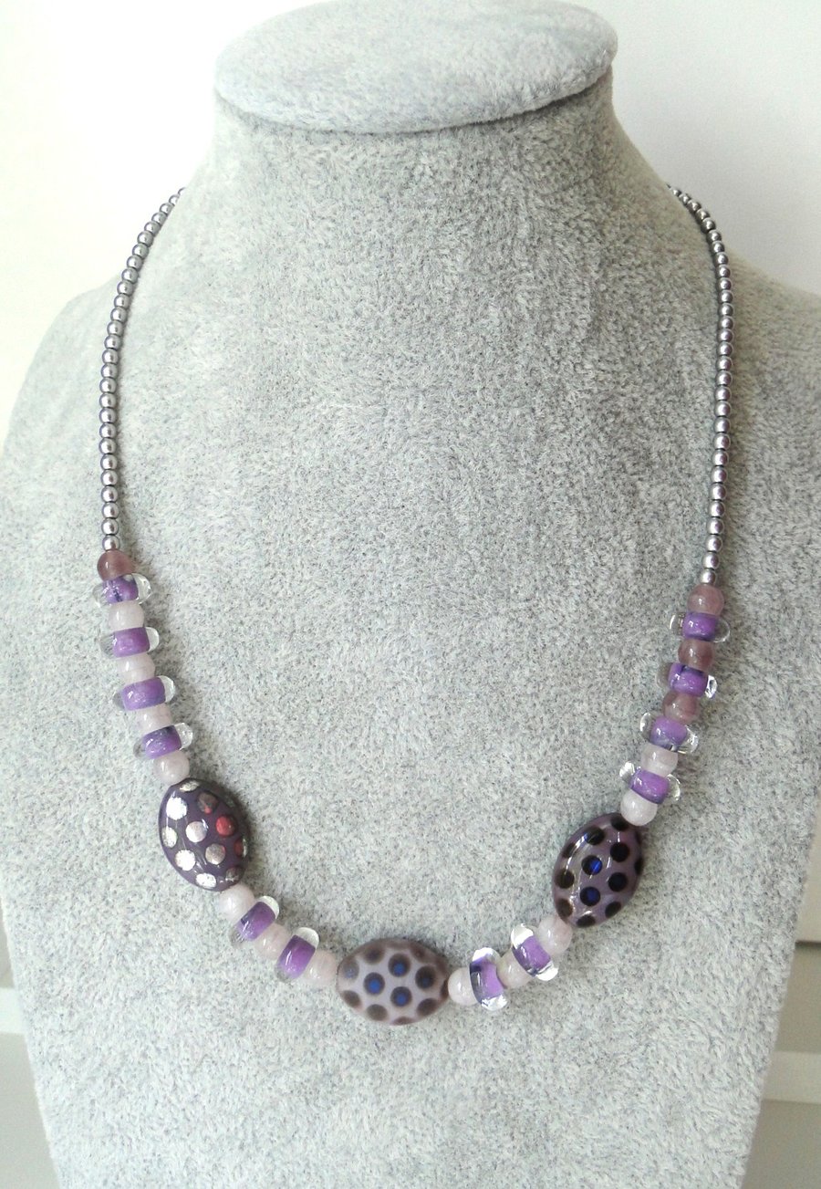 Lilac bead necklace   Pretty Gift - stocking fillers