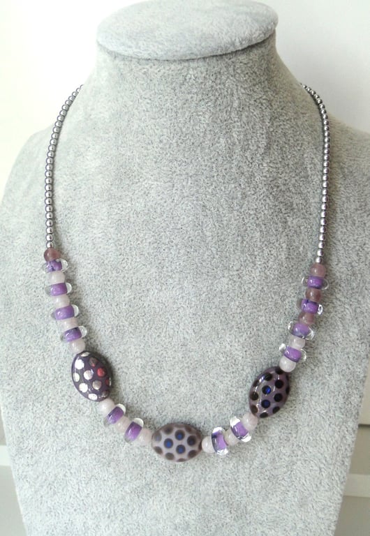 Lilac bead necklace   Pretty Gift - stocking fillers