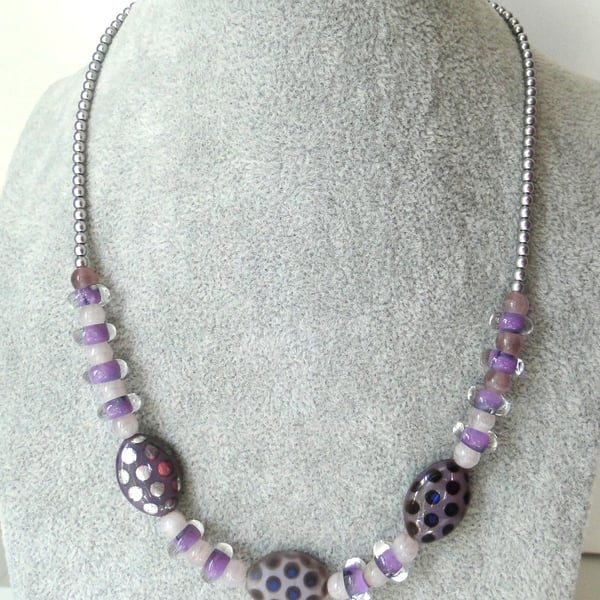 Lilac bead necklace   Pretty Gift - stocking fillers