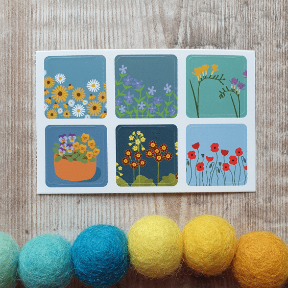 A Month in Flowers Envelope Stickers - Set of 6