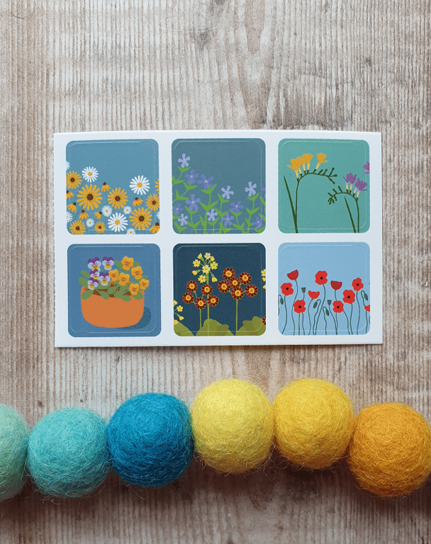 A Month in Flowers Envelope Stickers - Set of 6