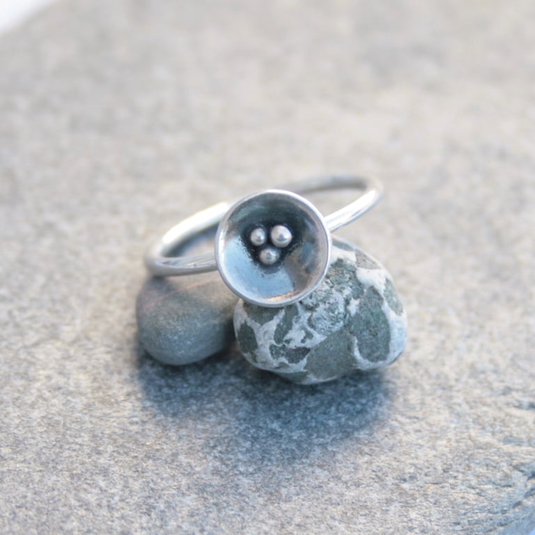 Sterling silver domed ring, contemporary ring