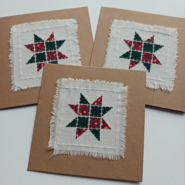 Danish Star Scandi Patchwork Christmas Cards pack of 3