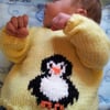 Knitting Pattern Baby Penguin Jumper, Hat and Bootees