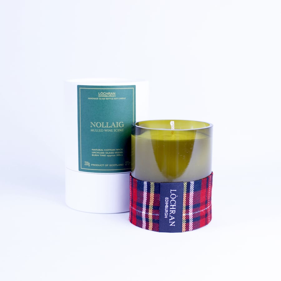 NOLLAIG Mulled Wine Scented, Glass Bottle Soy Candle