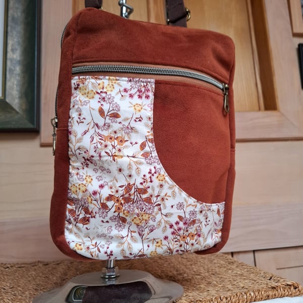 Brown velvet box bag