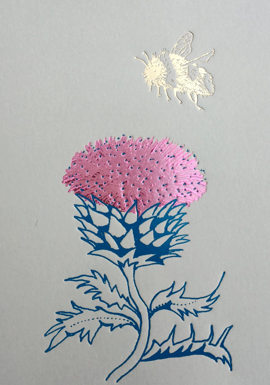 Thistle and Bee - Greetings Card