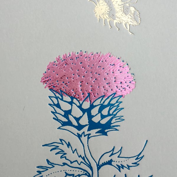 Thistle and Bee - Greetings Card