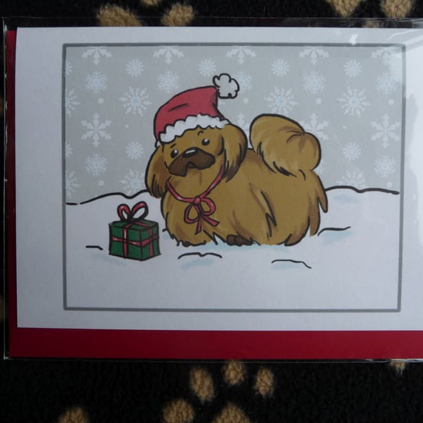 Pekinese Christmas Card 