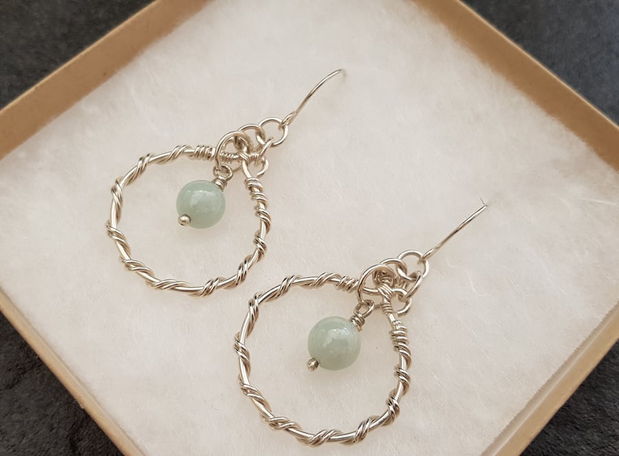 Jadeite and Sterling Silver Earrings