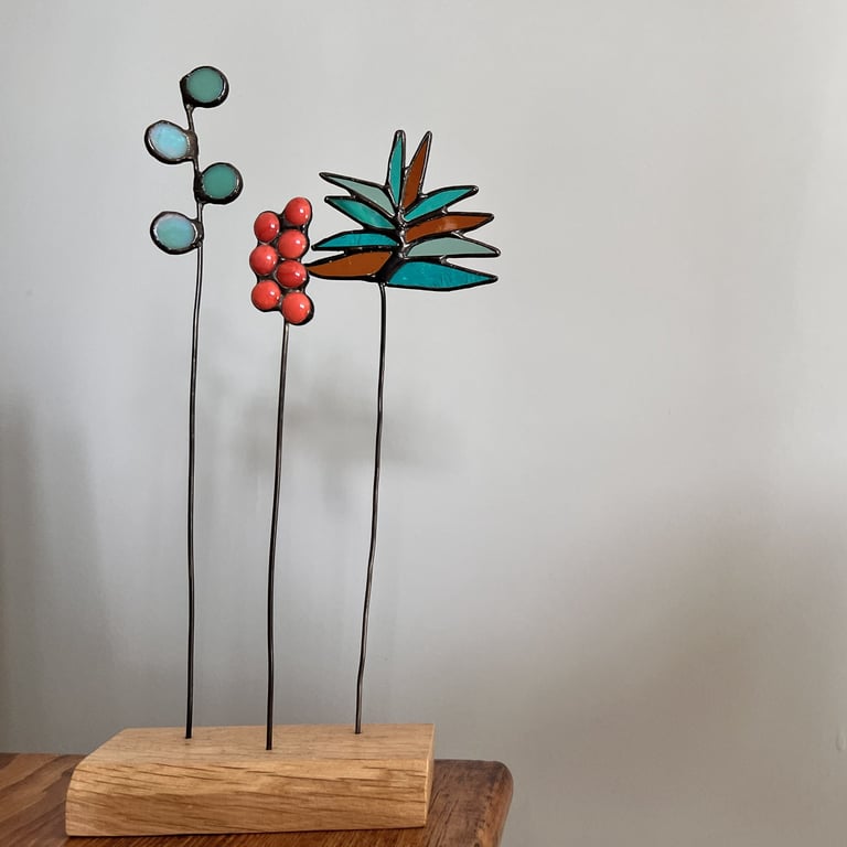 Teal and sea green glass eternal bouquet - unusual gift that lasts
