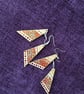 Floral Boho Teardrop Earrings – Golden & Pink Washi Tape Dangles, Free Postage - Image 4