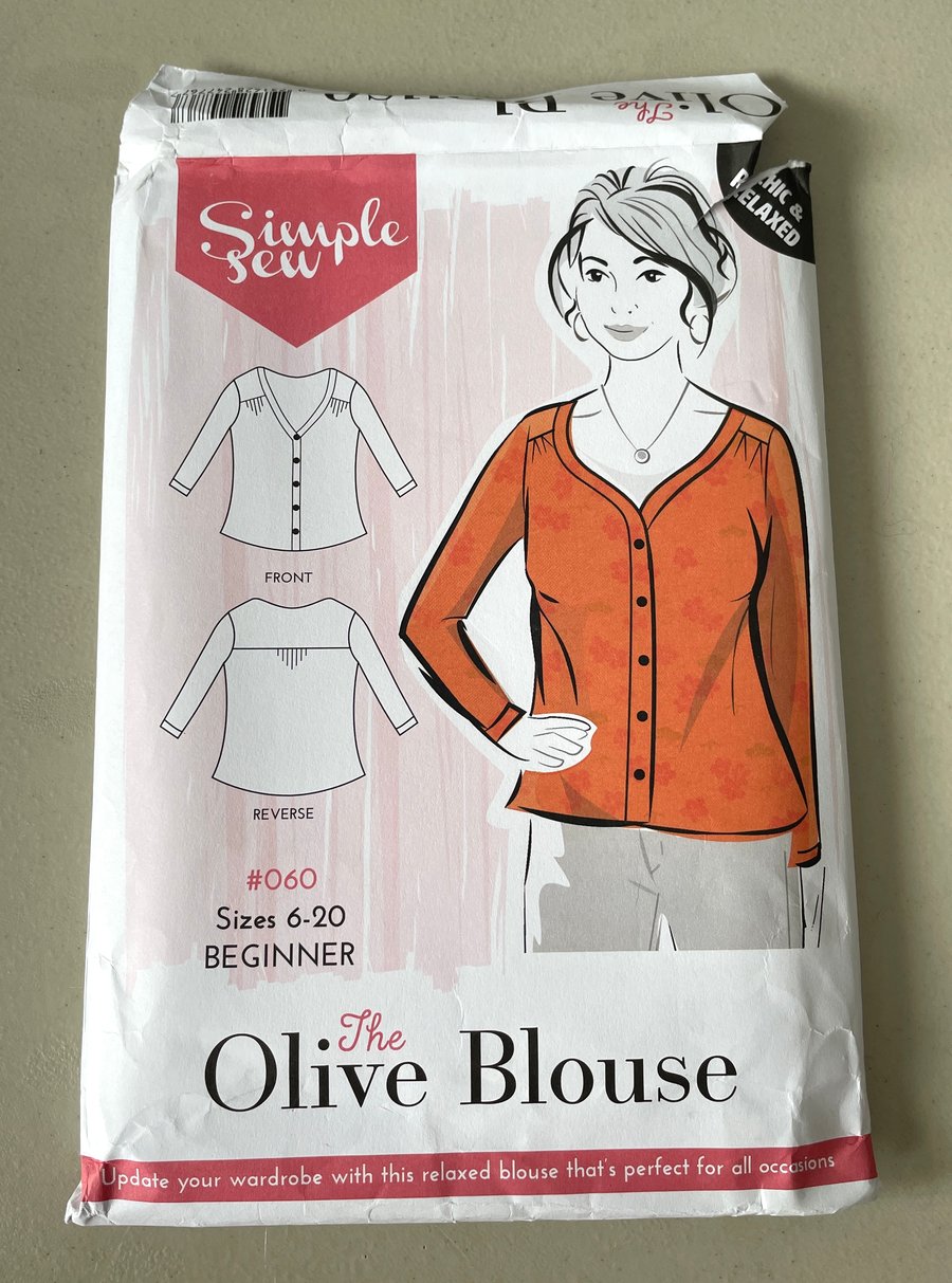 Sewing Pattern The Olive Blouse Simple Sew Beginner Sizes 6-20 Uncut