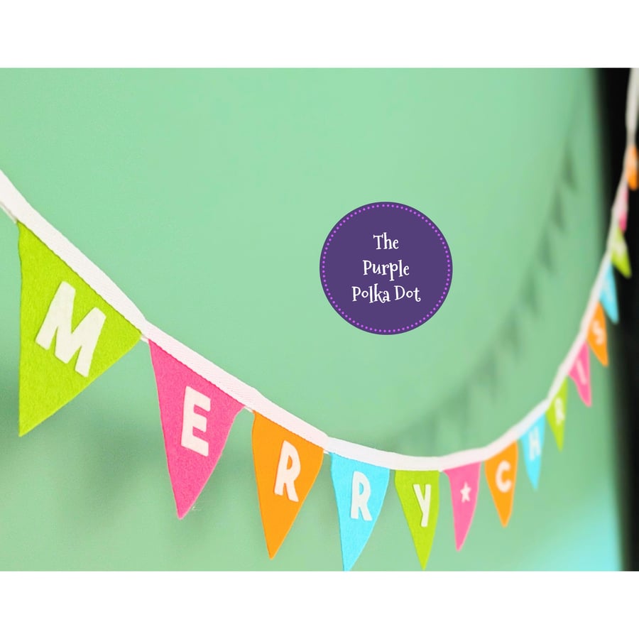 Merry Christmas bunting handmade from wool blend felt