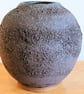 Dark charcoal lava texture vase, moon jar, handmade pottery - Image 2