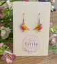 Handmade Bird Dangle Earrings, Enamel Bird Charms, Gold Plated Hooks, 