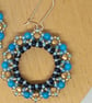 Turquoise and Gold Beaded Hoop Earrings - Image 3