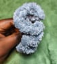 Silver with Grey Fur Trim Medium Scrunchies Hair Tie - Image 2