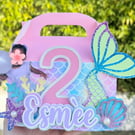 6 Personalised Mermaid party boxes, party bags 