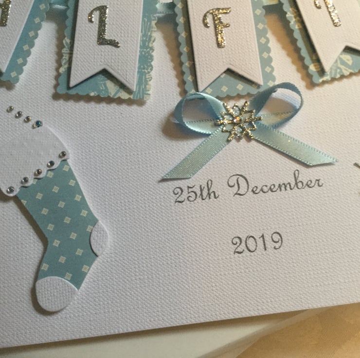 Baby’s 1st Christmas Card Personalised Boxed S... Folksy