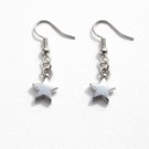 Minimalist Silver Star Earrings – Celestial Dangle Earrings, Silver Hooks