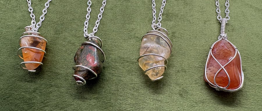 Multiple choices - Simple wire wrapped Semi-precious stones