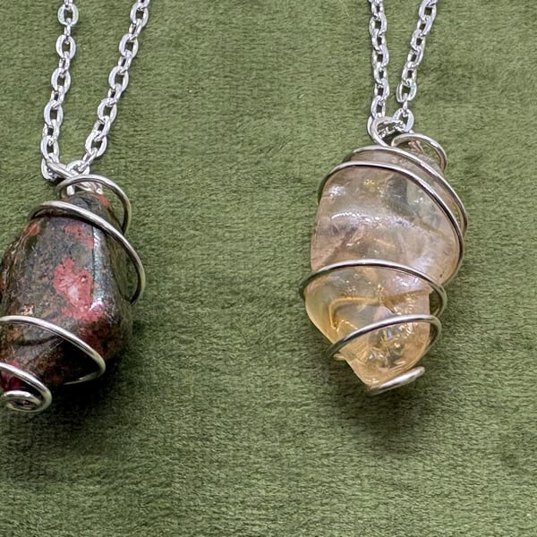 Multiple choices - Simple wire wrapped Semi-precious stones