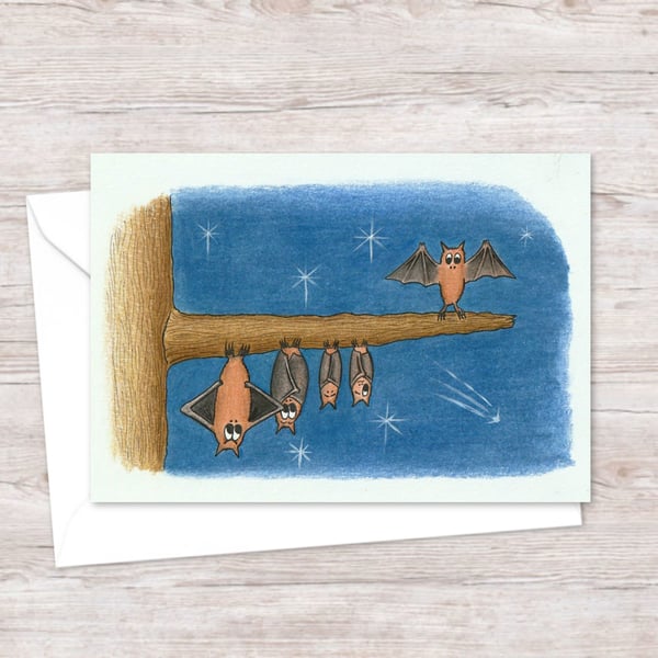 Funny Bats Greetings Card: Cute Hand Drawn Illustration For Any Occasion (209)
