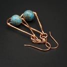 Blue jasper and copper gemstone handmade gemstone earrings , Pisces jewelry