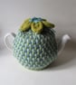 Tea cosie Tea cosy - green tweed with anemone flower - Image 5