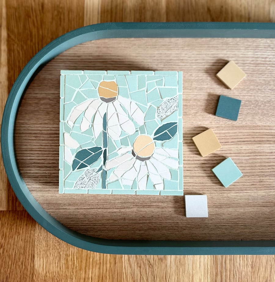 Mini Floral Art - White Rudbeckia Mosaic 