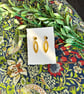 Gold Mirror Acrylic Open Marquise Cut Out Earrings - Image 5