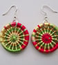Dorset Button Earrings, Gold, Yellow, Green, Red, Viscose Silk - Image 3