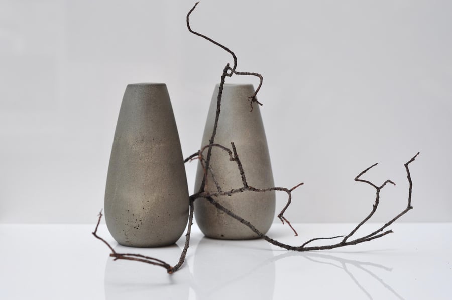 Handmade Medium Concrete Grey Vase - Modern Decorative Vase for Dry Flowers Styl