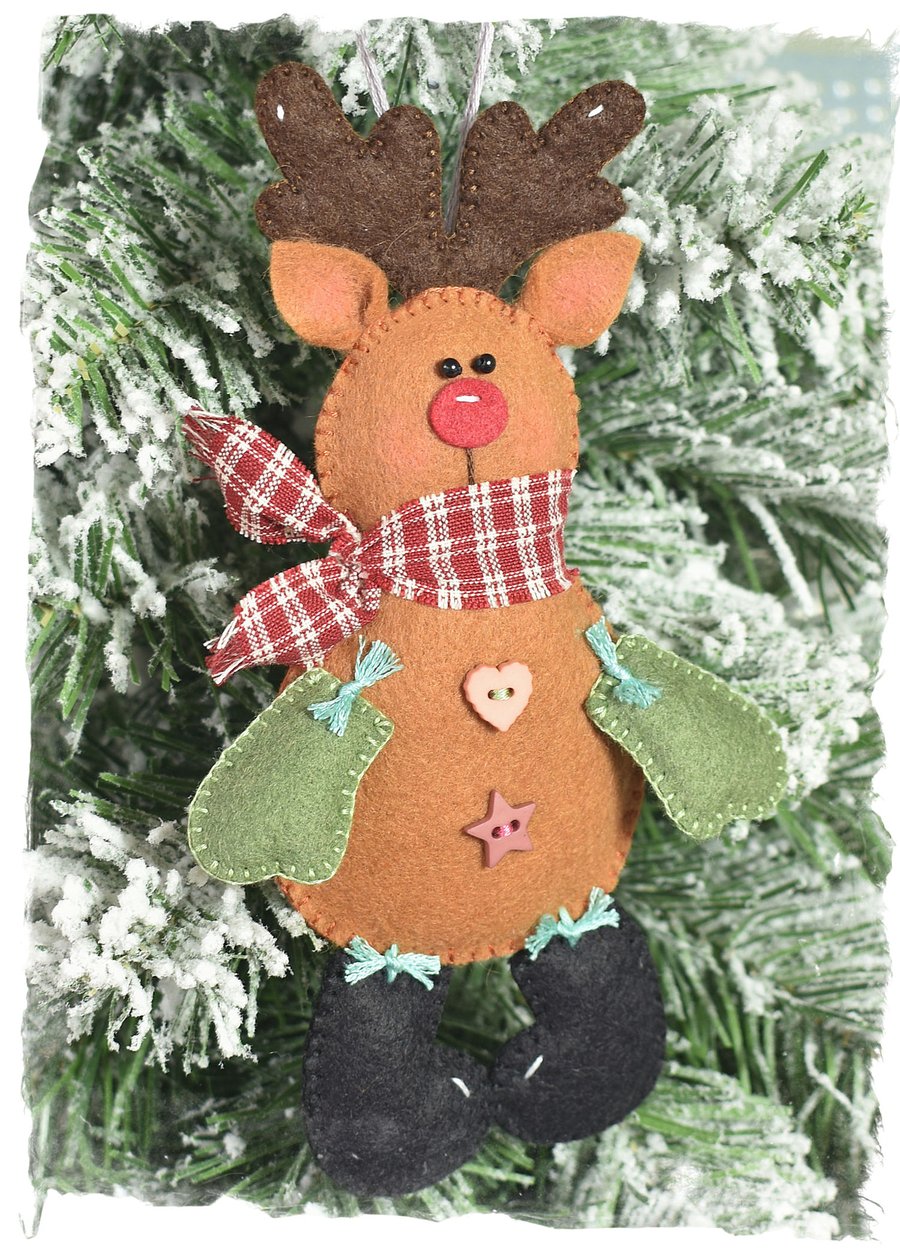 PDF - Hugo Reindeer Felt Pattern - Christmas Decorations - PDF Download