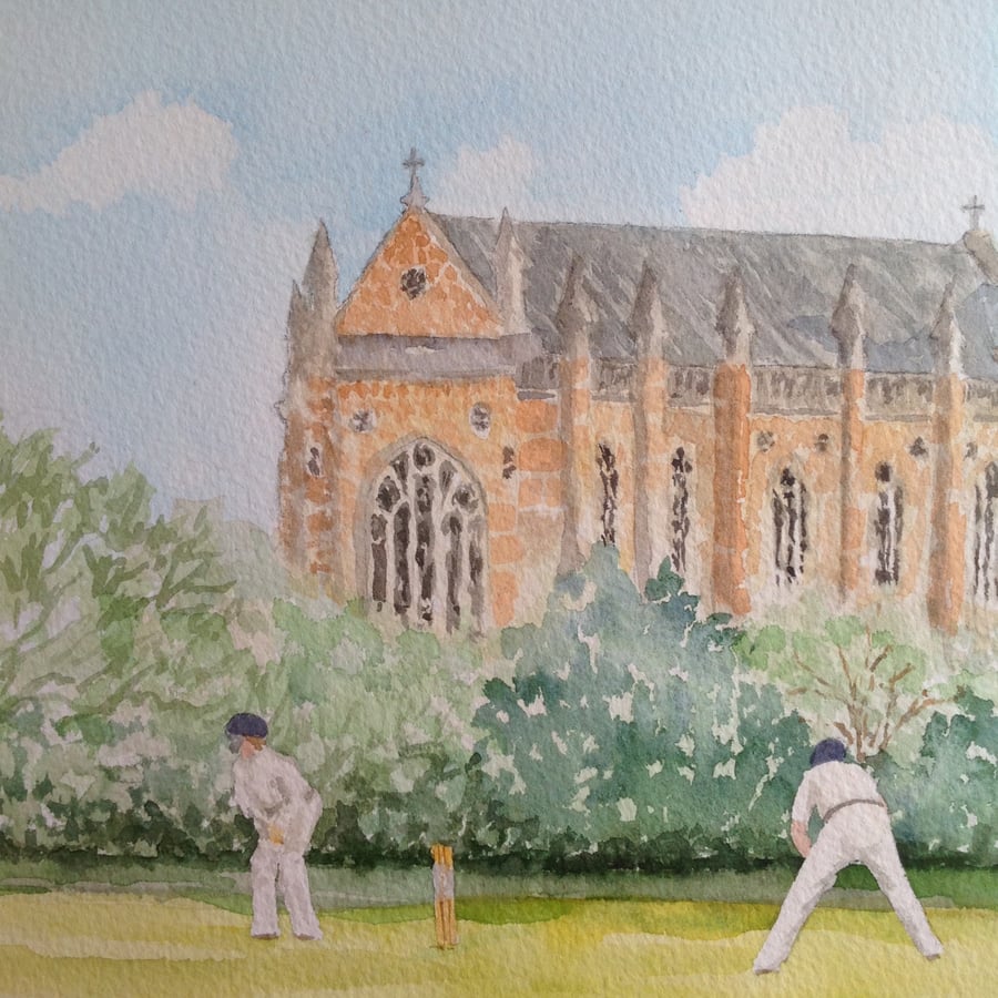 Playing Cricket original watercolour