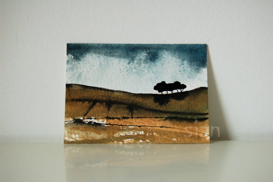 Landscape with trees - Original ACEO