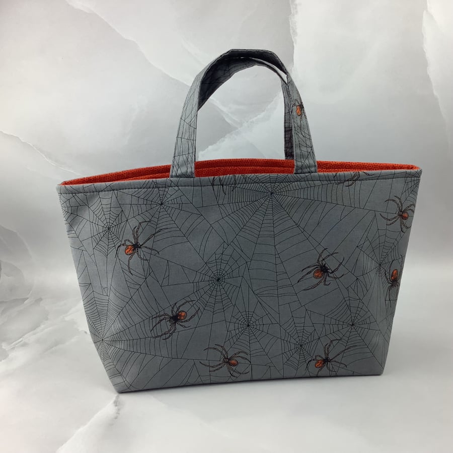 Spiders web tote bag, Gothic shopper, handmade in Sussex