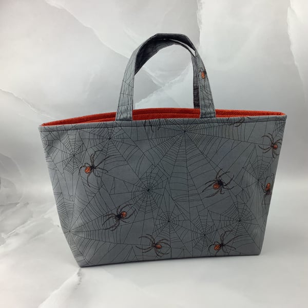 Spiders web tote bag, Gothic shopper, handmade in Sussex