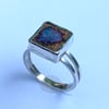 Boulder Opal ‘Nebula’ Stone on Sterling Silver Ring, 100% Handmade, (UK. M to N)
