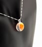 Orange and White Fused Glass French Drop Earrings and Pendant Set - Image 4