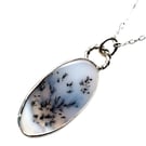 Dendritic Agate Necklace Sterling Silver 925 Handmade Jewellery Gift Snow Scene