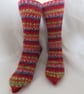 Hand-cranked Knitted Ribbed Wool Socks Size 8 to 9 - Image 1