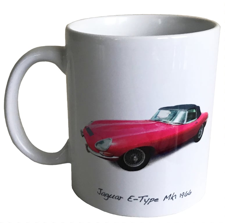 Jaguar E-Type Mk1 1966 - 11oz Ceramic Mug - Gift for Jag Enthusiast in your life