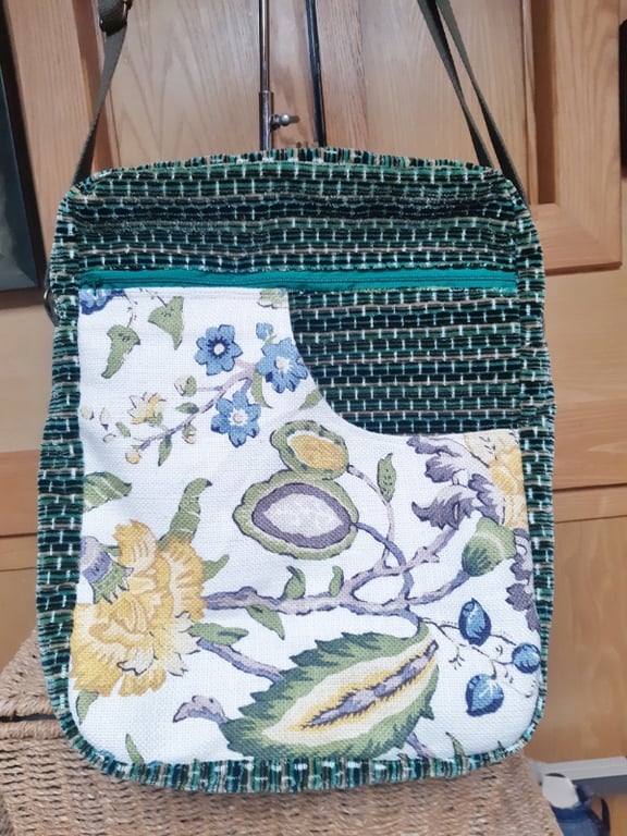 Green chenille laptop bag