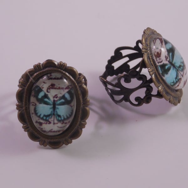 Victorian blue butterfly ring